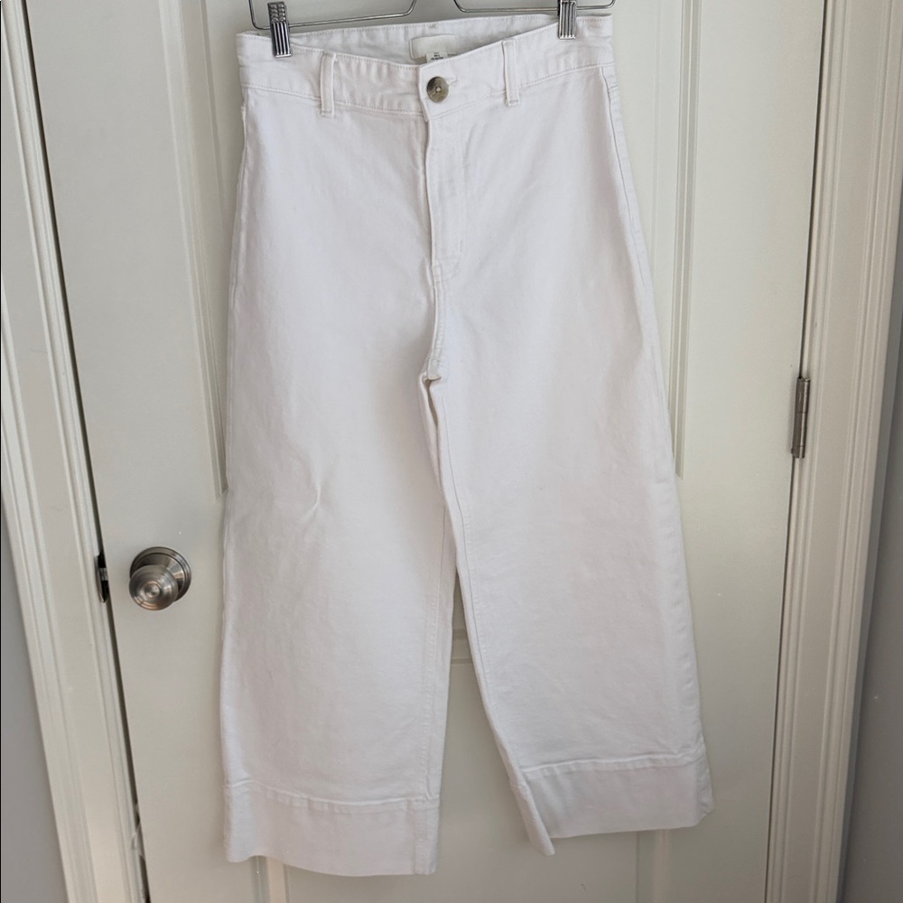 H& M White ankle Wide-Leg jeans